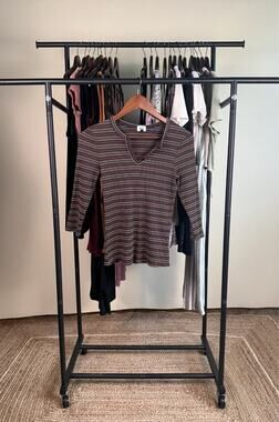 Womens Small BKE Buckle Striped Mid Length Sleeve Henley T-Shirt